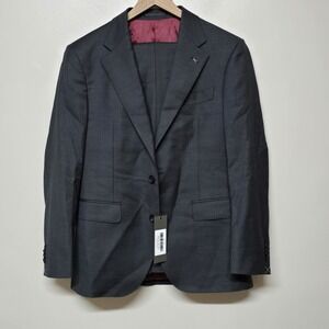 Spier & Mackay Slim Suit 38S Gray 100% Wool Dino Filarte Fabric Unhemmed Trouser